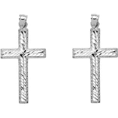 Sterling Silver 25mm Latin Cross Earrings