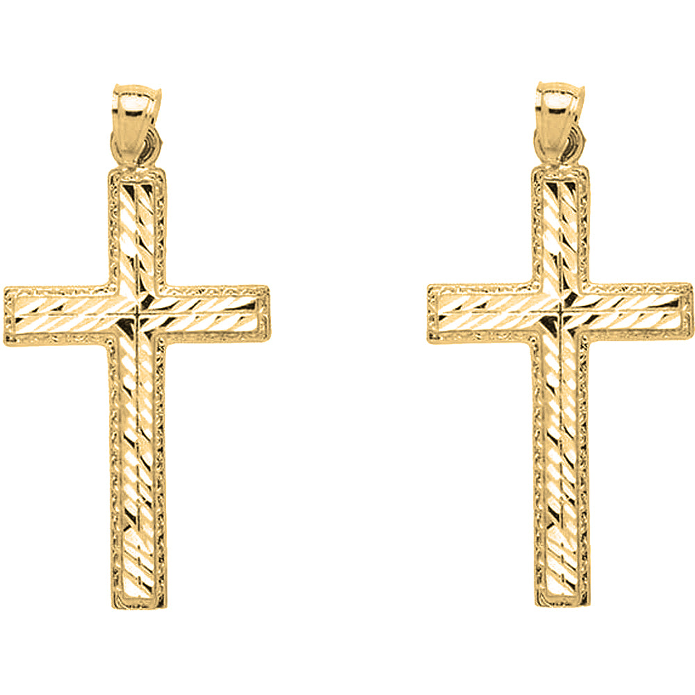 Yellow Gold-plated Silver 25mm Latin Cross Earrings