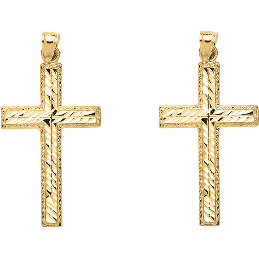 Yellow Gold-plated Silver 25mm Latin Cross Earrings