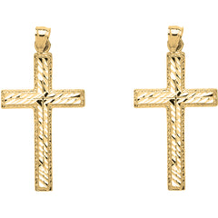 Yellow Gold-plated Silver 25mm Latin Cross Earrings