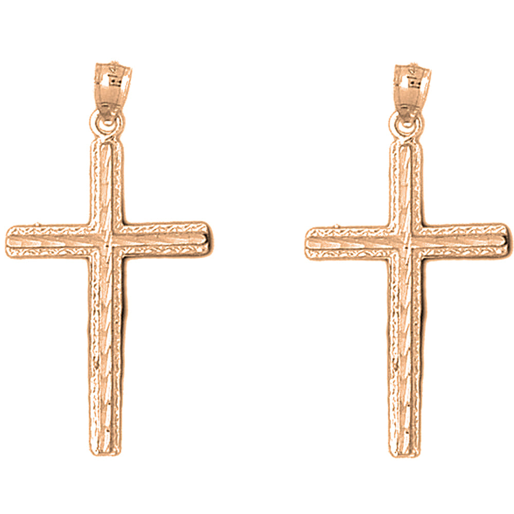 14K or 18K Gold 40mm Latin Cross Earrings