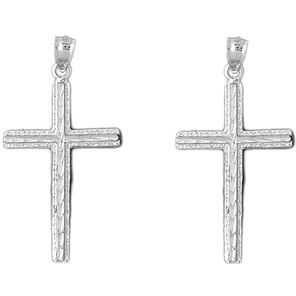 14K or 18K Gold 40mm Latin Cross Earrings