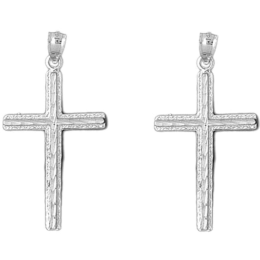 Sterling Silver 40mm Latin Cross Earrings