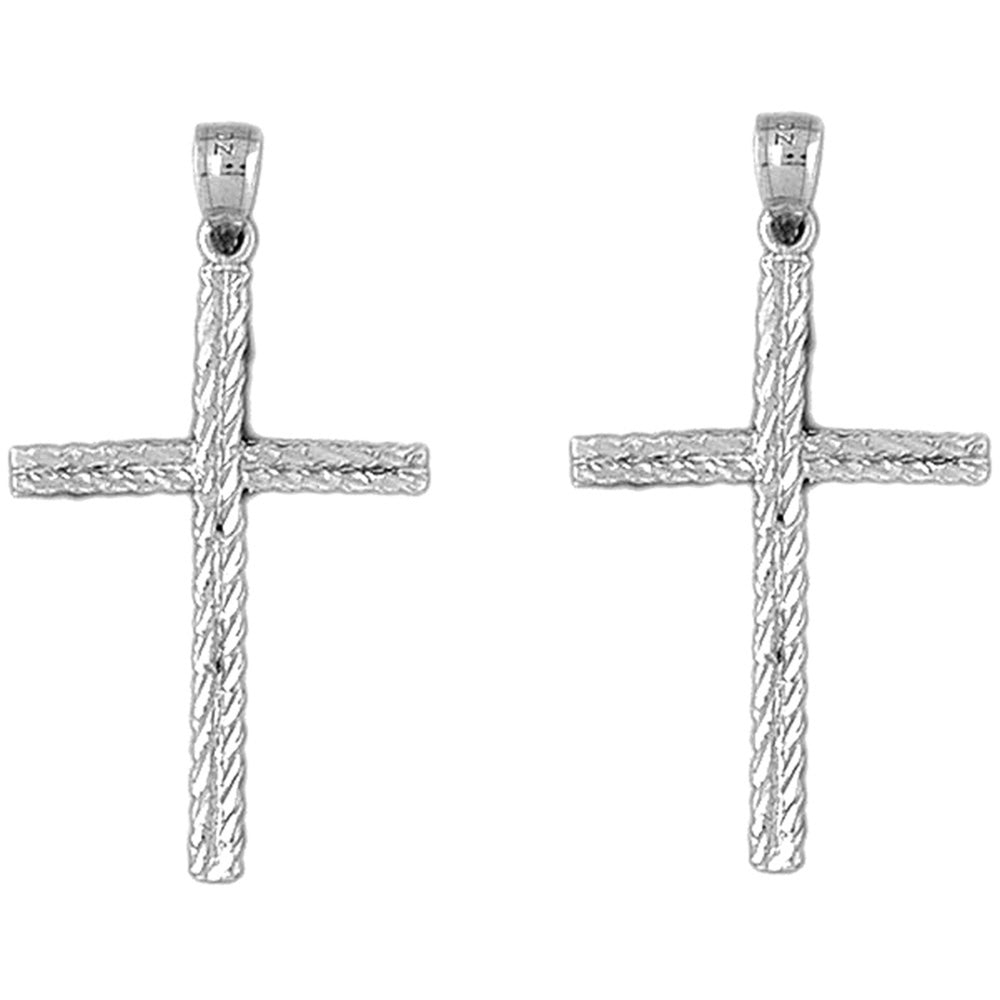 14K or 18K Gold 42mm Latin Cross Earrings