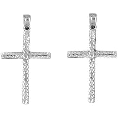 Sterling Silver 42mm Latin Cross Earrings