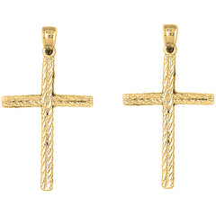 Yellow Gold-plated Silver 42mm Latin Cross Earrings