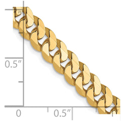 Cadena barbada plana biselada de 6,1 mm de oro amarillo de 10 quilates