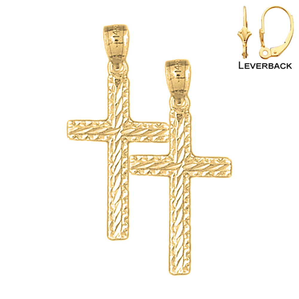 14K or 18K Gold Latin Cross Earrings