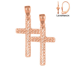 14K or 18K Gold Latin Cross Earrings