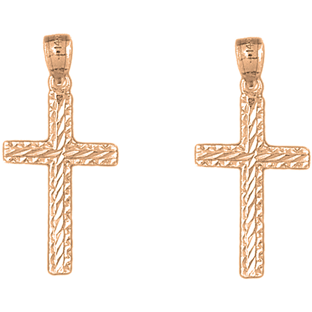 14K or 18K Gold 33mm Latin Cross Earrings