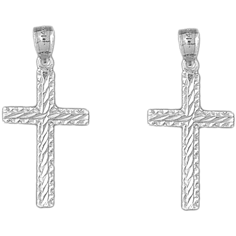 14K or 18K Gold 33mm Latin Cross Earrings