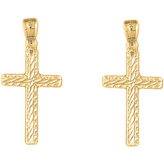 14K or 18K Gold 33mm Latin Cross Earrings