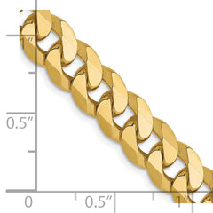 Cadena de eslabones biselada plana de 8 mm de oro amarillo de 10 quilates