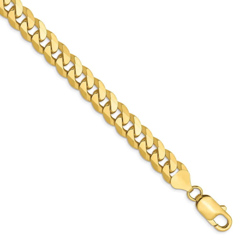 10K Yellow Gold 8mm Flat Beveled Curb Chain