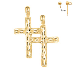 Sterling Silver 25mm Latin Cross Earrings (White or Yellow Gold Plated)