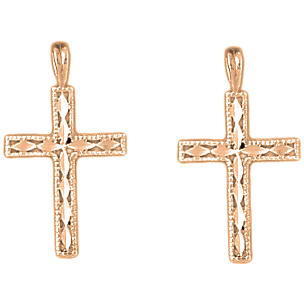 14K or 18K Gold 25mm Latin Cross Earrings