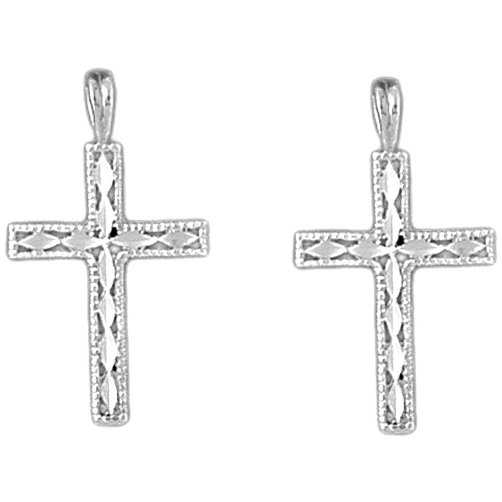 Sterling Silver 25mm Latin Cross Earrings