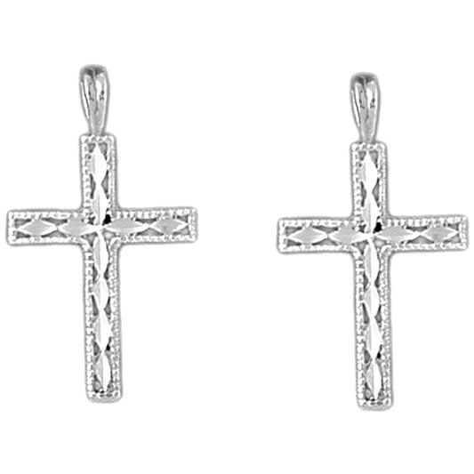 Sterling Silver 25mm Latin Cross Earrings