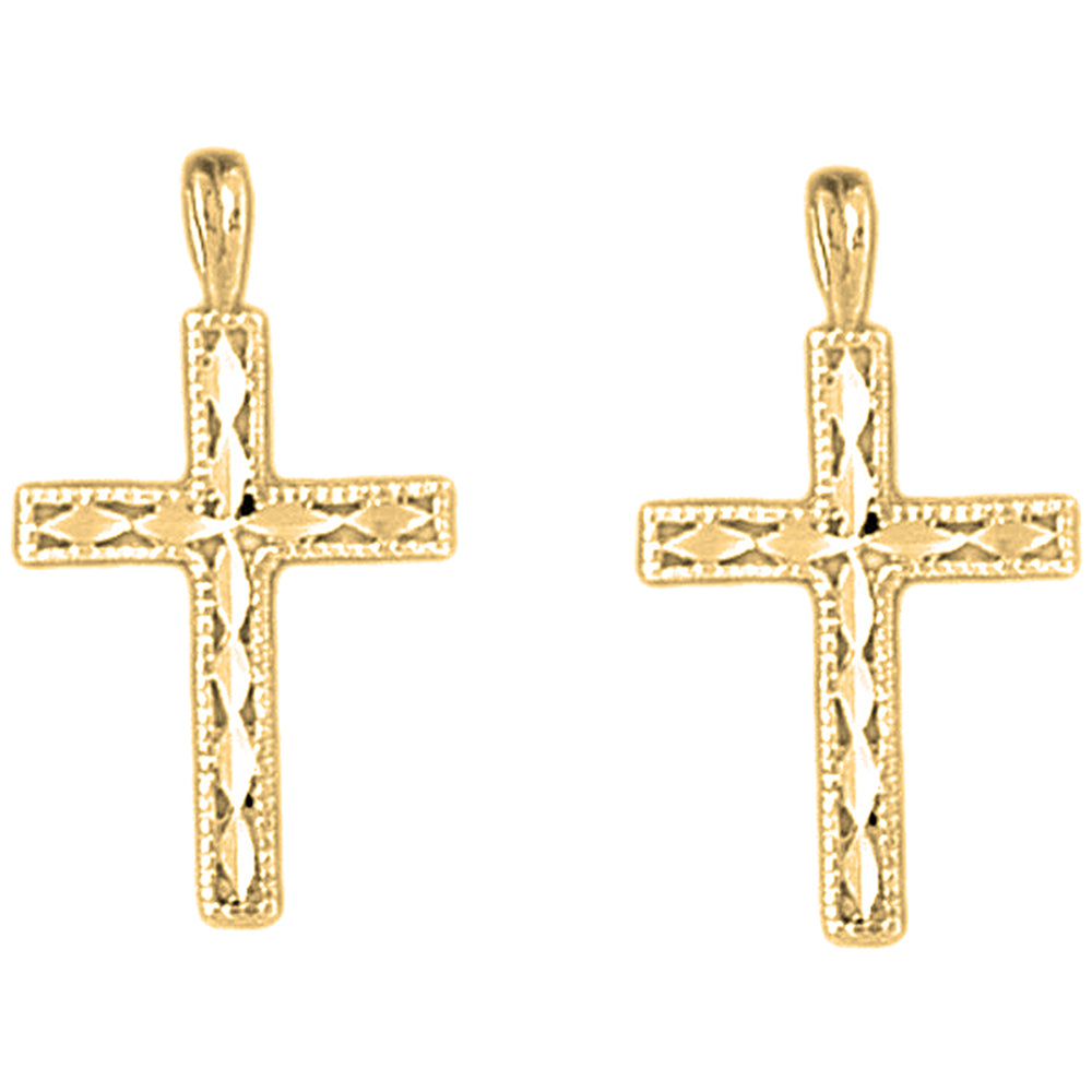 14K or 18K Gold 25mm Latin Cross Earrings