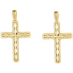 Yellow Gold-plated Silver 25mm Latin Cross Earrings