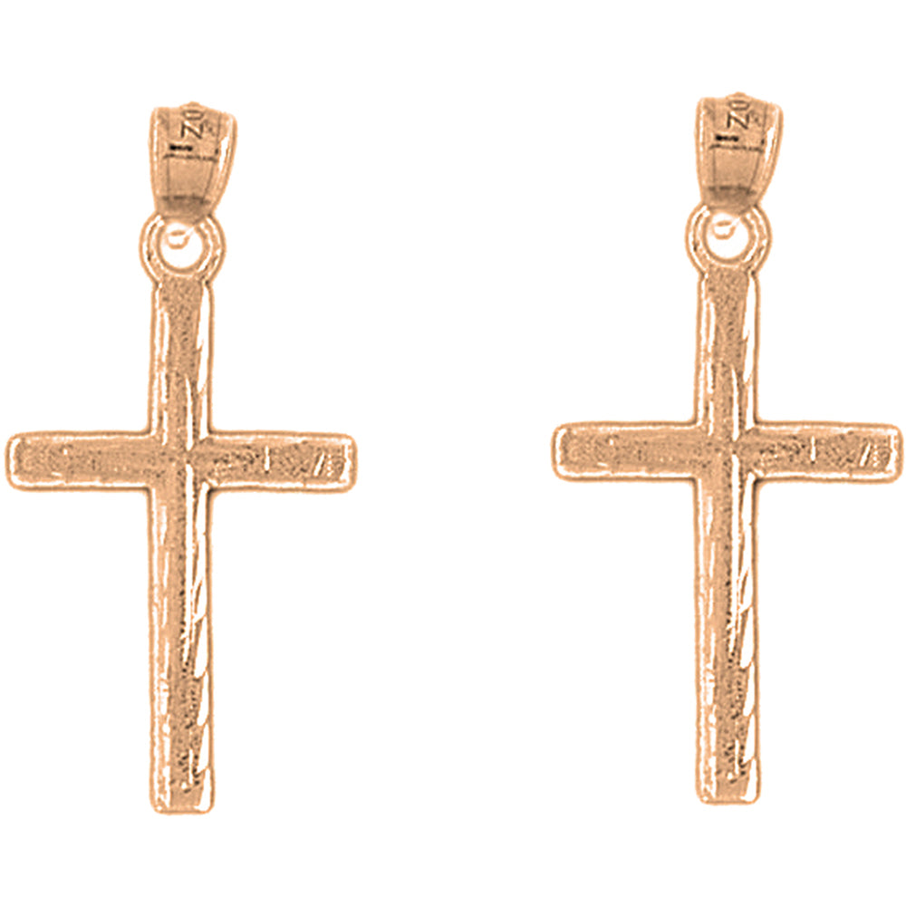 14K or 18K Gold 33mm Latin Cross Earrings