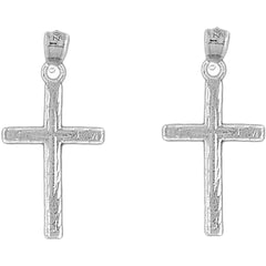 Sterling Silver 33mm Latin Cross Earrings