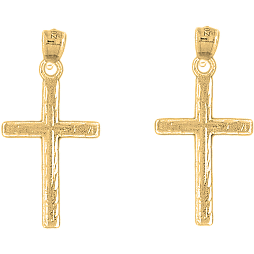 14K or 18K Gold 33mm Latin Cross Earrings