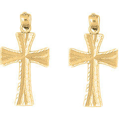 14K or 18K Gold 34mm Teutonic Cross Earrings