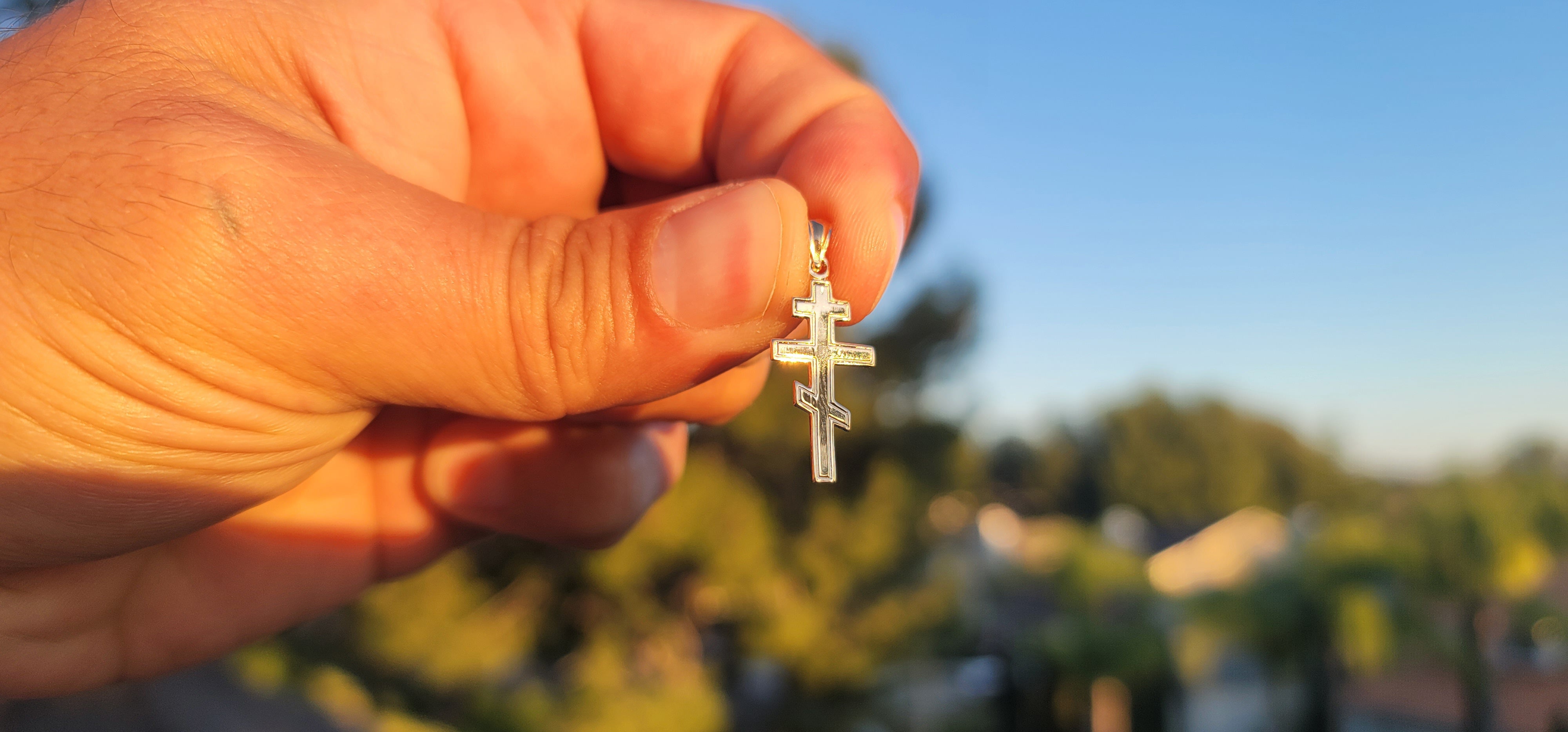 14K or 18K Gold Eastern Orthodox Cross Pendant