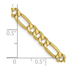10K Yellow Gold 4.75mm Semi-Solid Figaro Chain