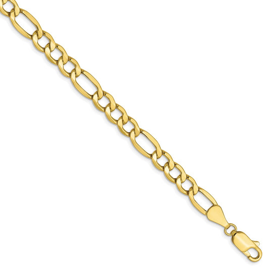 10K Yellow Gold 5.35mm Semi-Solid Figaro Chain