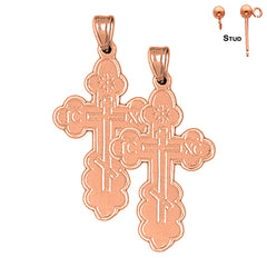 14K oder 18K Gold St. Nikolaus Kreuz Ohrringe