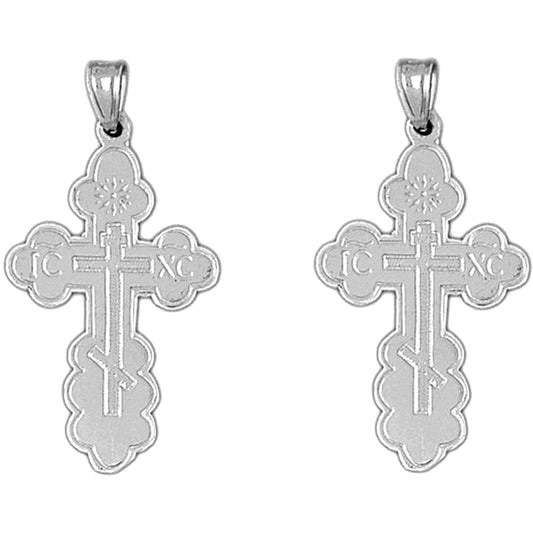 14K or 18K Gold 36mm St. Nicholas's Cross Earrings