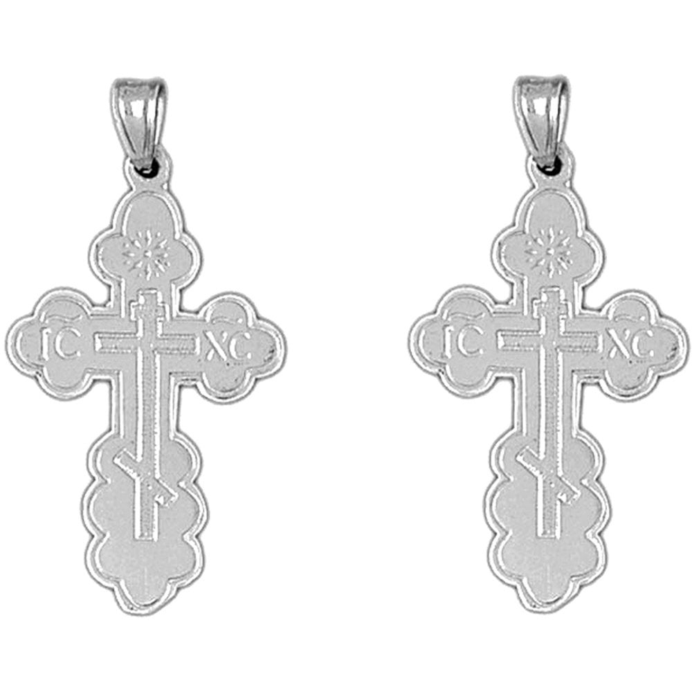 Sterling Silver 36mm St. Nicholas's Cross Earrings