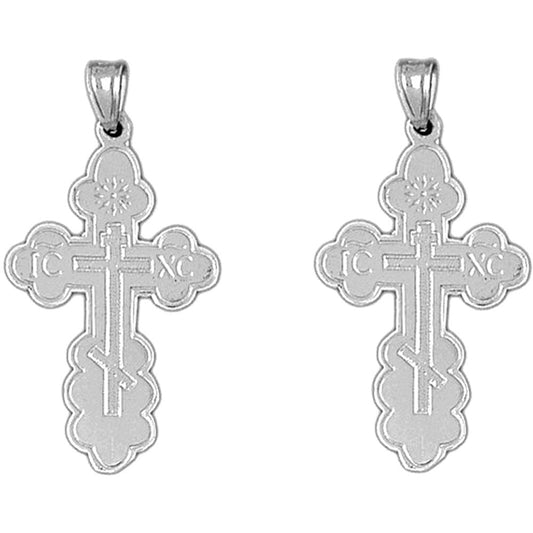 Sterling Silver 36mm St. Nicholas's Cross Earrings