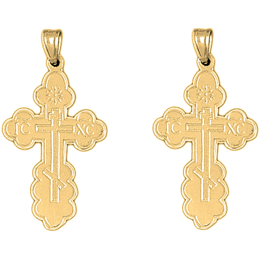 14K or 18K Gold 36mm St. Nicholas's Cross Earrings