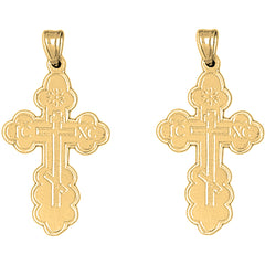 14K or 18K Gold 36mm St. Nicholas's Cross Earrings