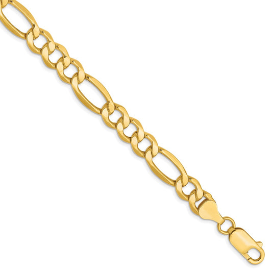 10K Yellow Gold 7.3mm Semi-Solid Figaro Chain
