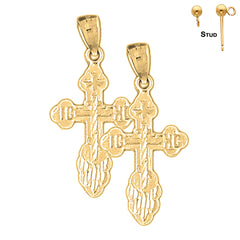 32 mm große Nikolauskreuz-Ohrringe aus Sterlingsilber (weiß- oder gelbvergoldet)