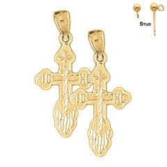 Sterling Silver 32mm St. Nicholas's Cross Earrings (White or Yellow Gold Plated)