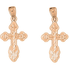 14K or 18K Gold 32mm St. Nicholas's Cross Earrings