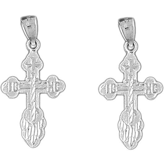 Sterling Silver 32mm St. Nicholas's Cross Earrings