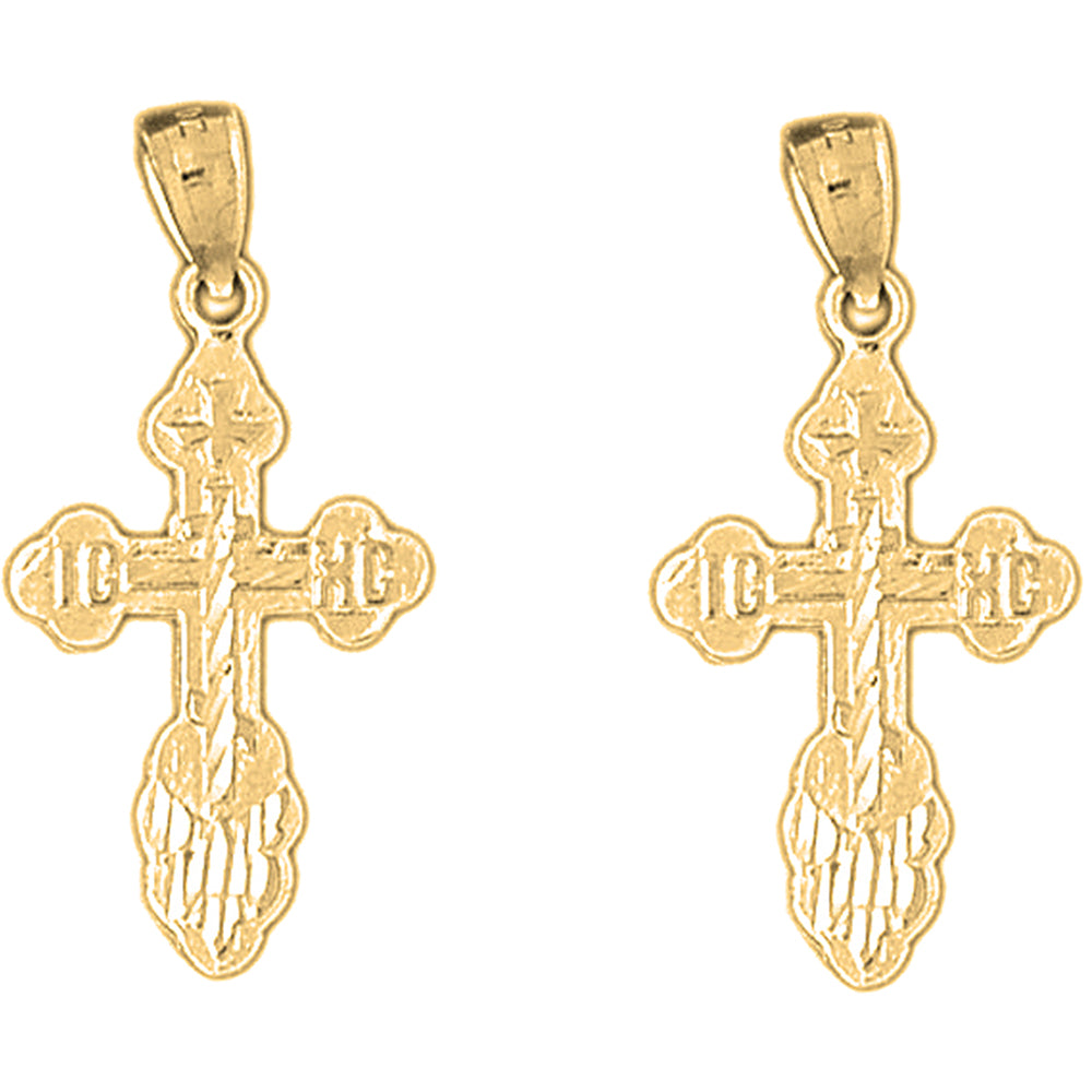 14K or 18K Gold 32mm St. Nicholas's Cross Earrings