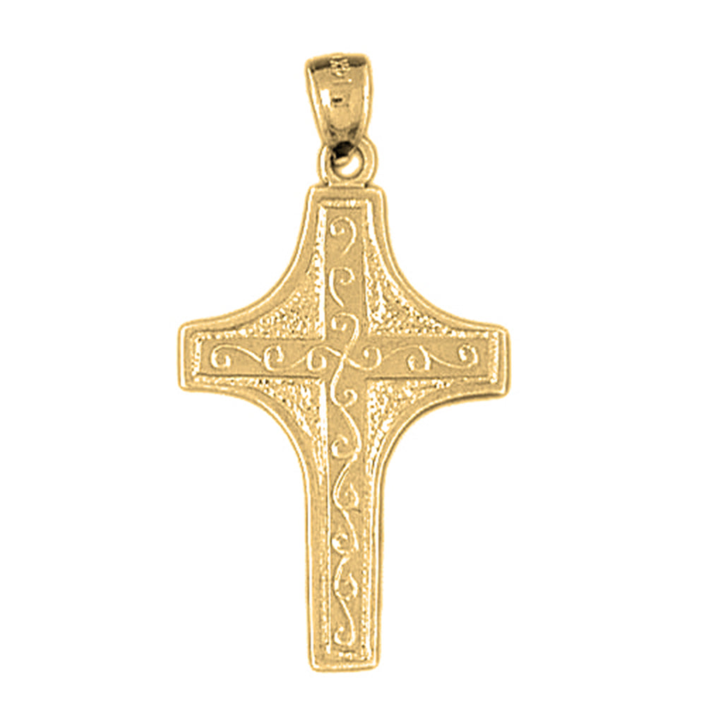 10K, 14K or 18K Gold Vine Cross Pendant