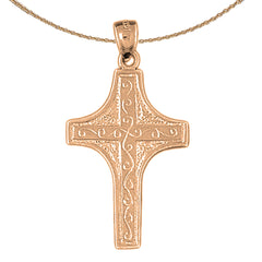 10K, 14K or 18K Gold Vine Cross Pendant