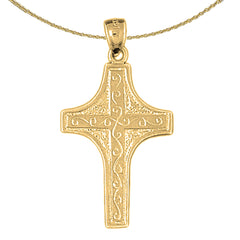 10K, 14K or 18K Gold Vine Cross Pendant