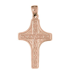 10K, 14K or 18K Gold Vine Cross Pendant