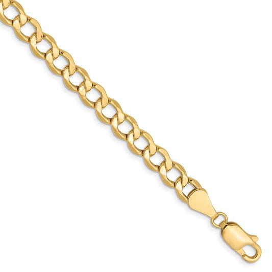 10K Yellow Gold 5.25mm Semi-Solid Curb Chain