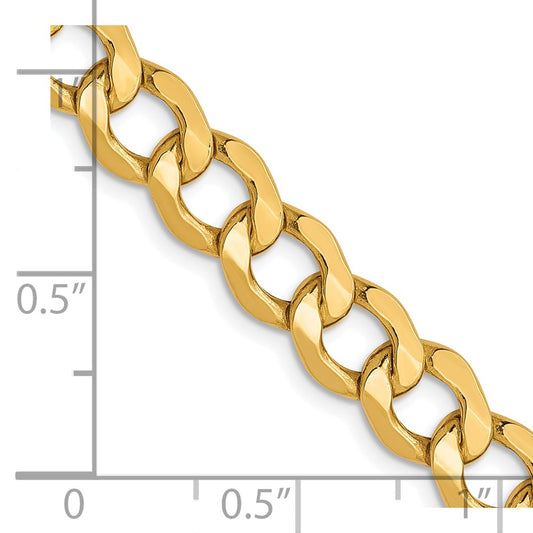 10K Yellow Gold 6.5mm Semi-Solid Curb Chain