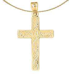 Colgante de cruz de vid de oro de 14 quilates o 18 quilates